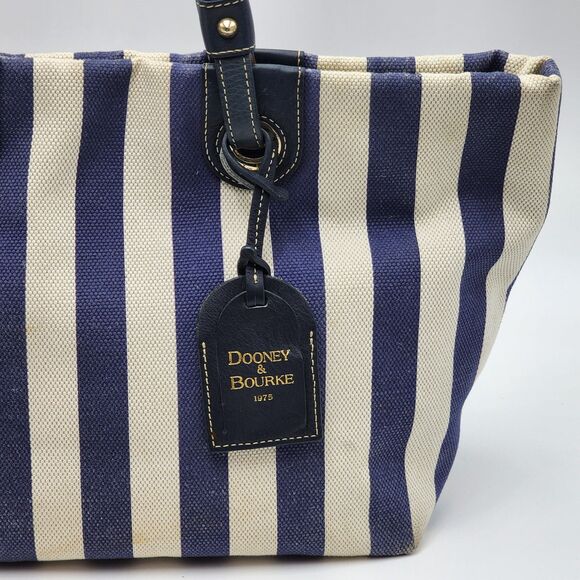 Dooney & Bourke Vintage Striped Canvas Tote Bag HTF - Picture 9 of 15